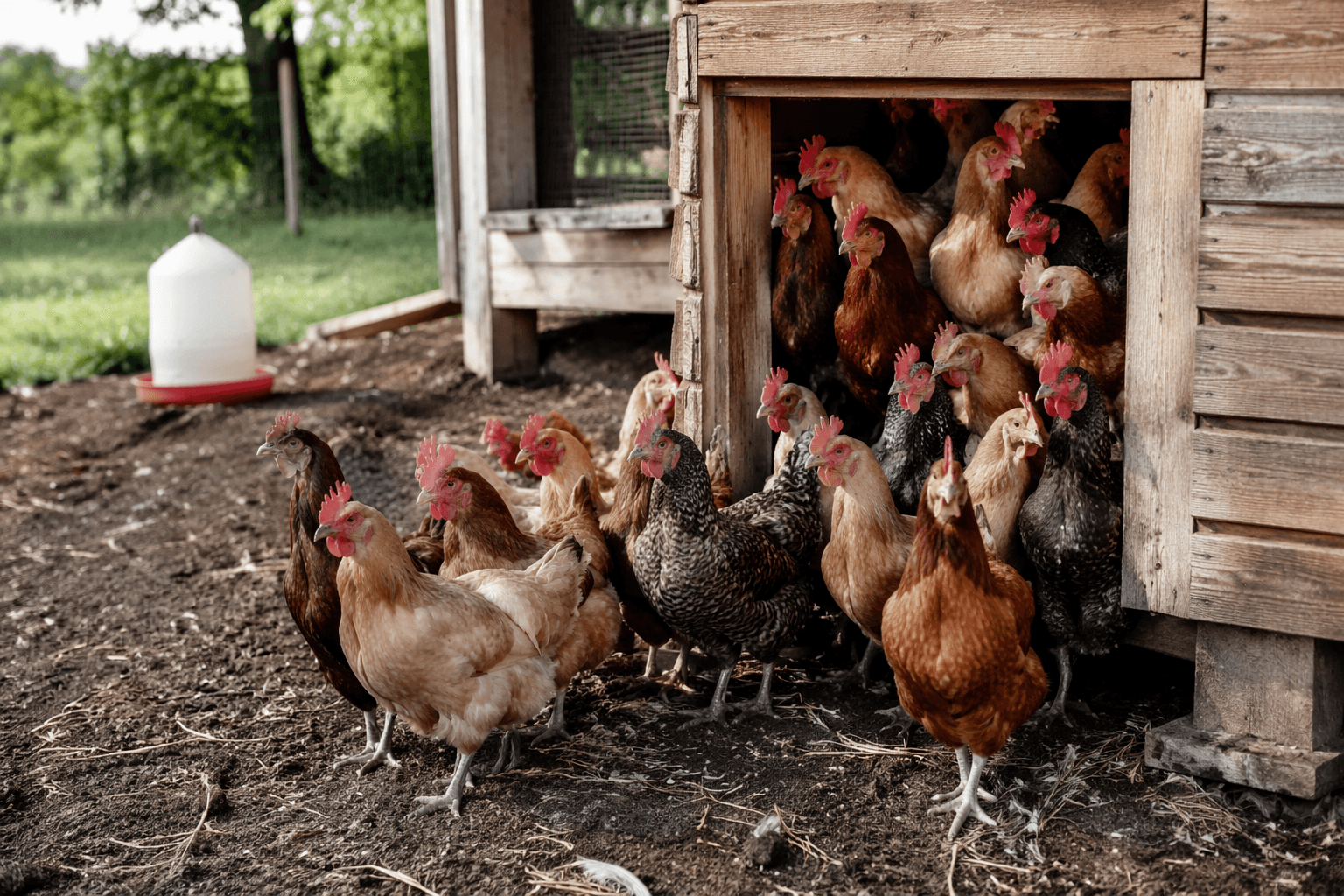 How much space chickens need indoors and outdoors