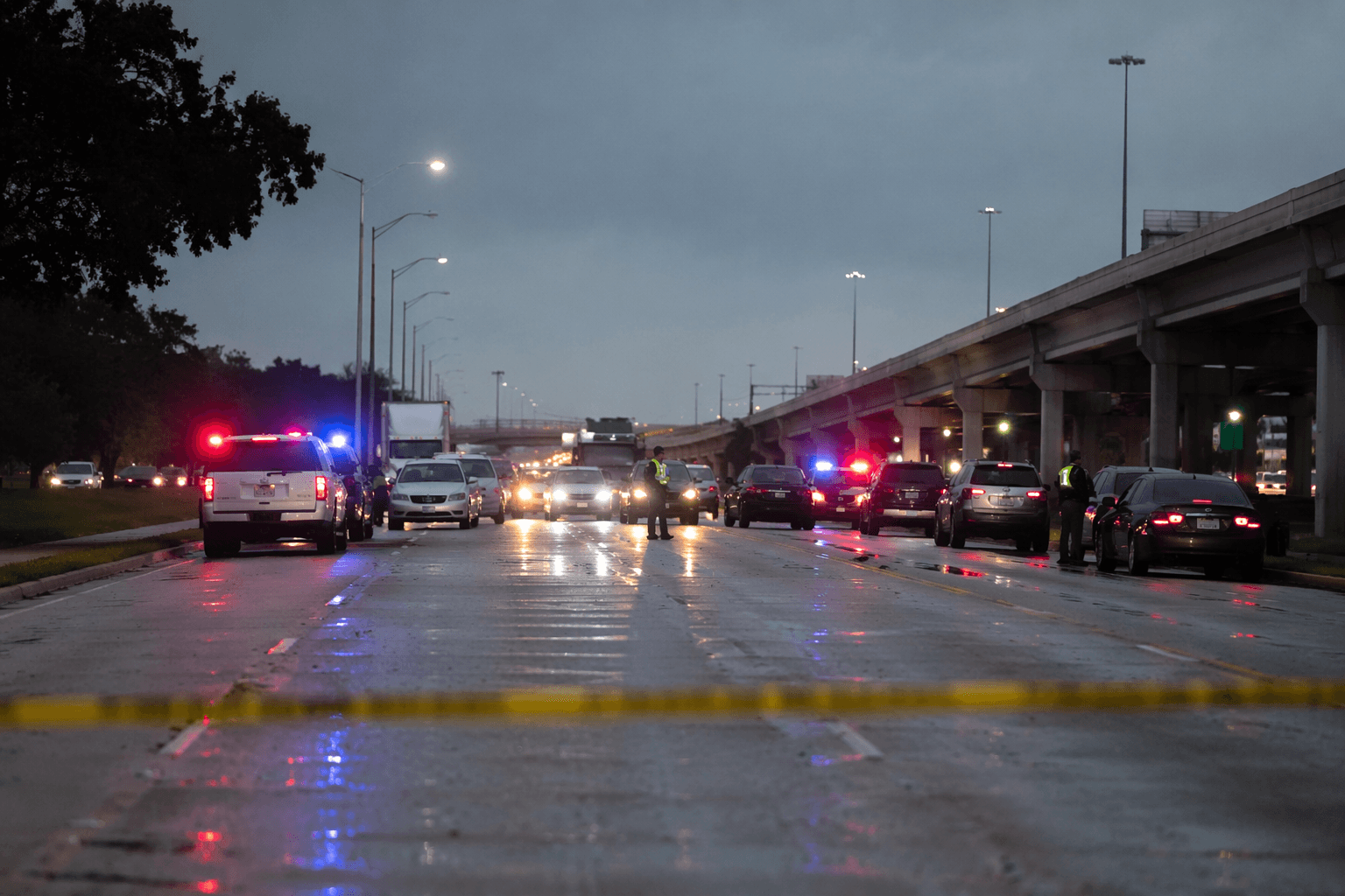 Pedestrian struck on North Sam Houston Tollway feeder road in northwest Harris County
