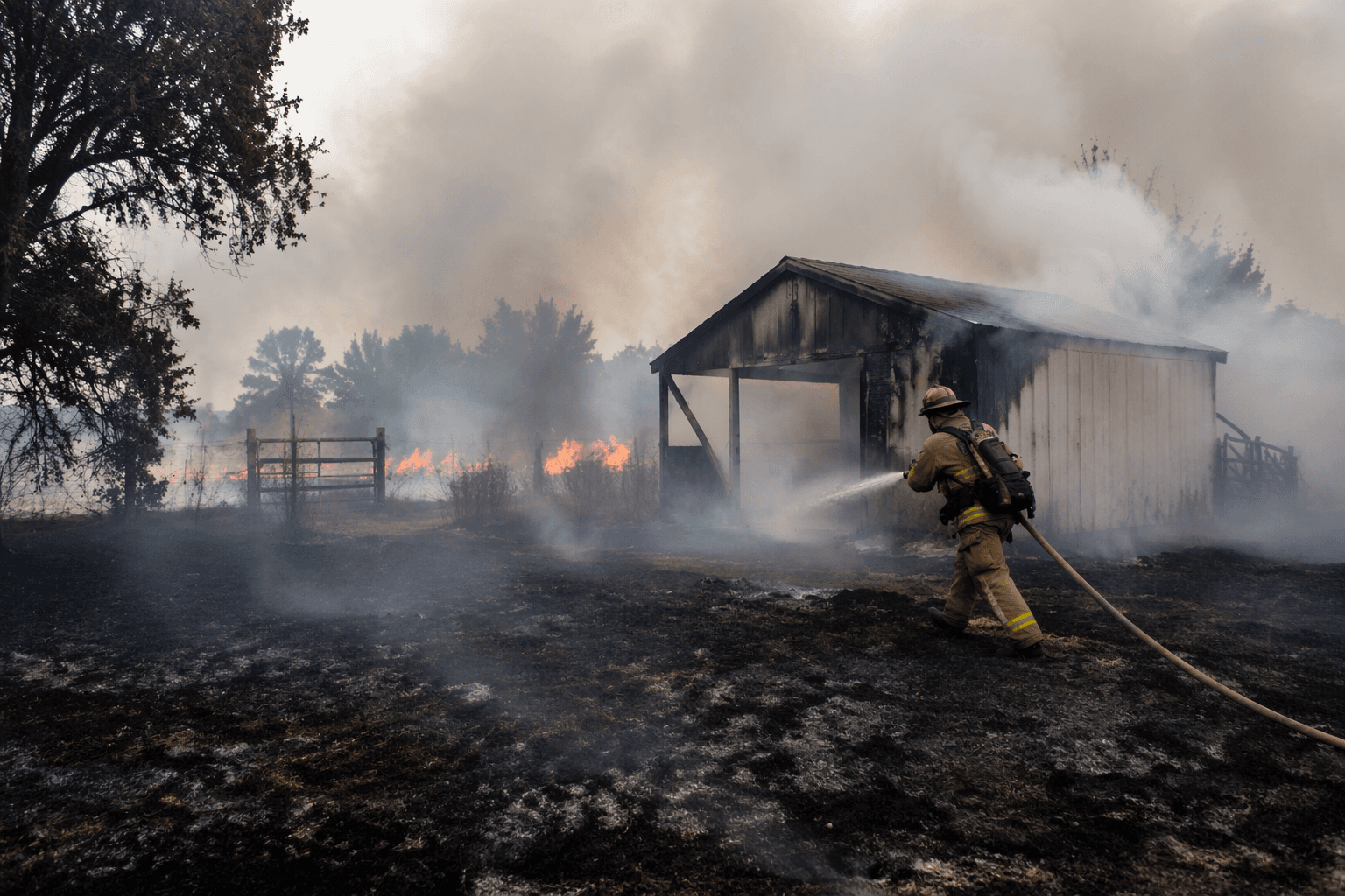 Weekend grass fire threatens home, damages barn in Fresno County