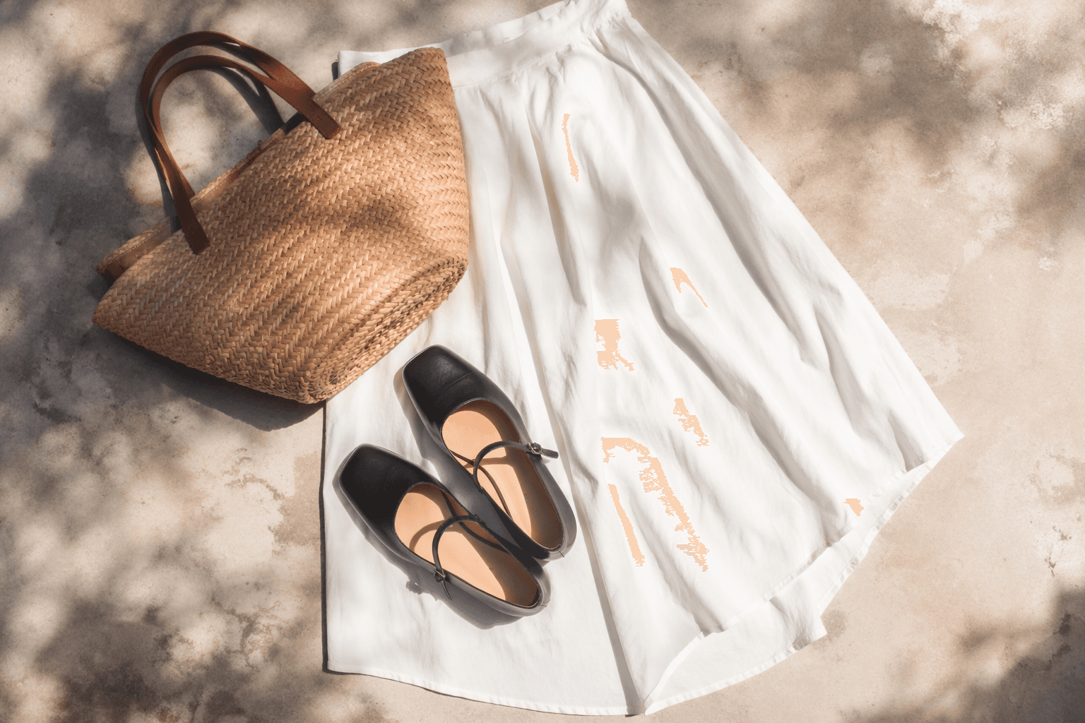 French-girl skirt and closed-toe shoes make the chic summer uniform