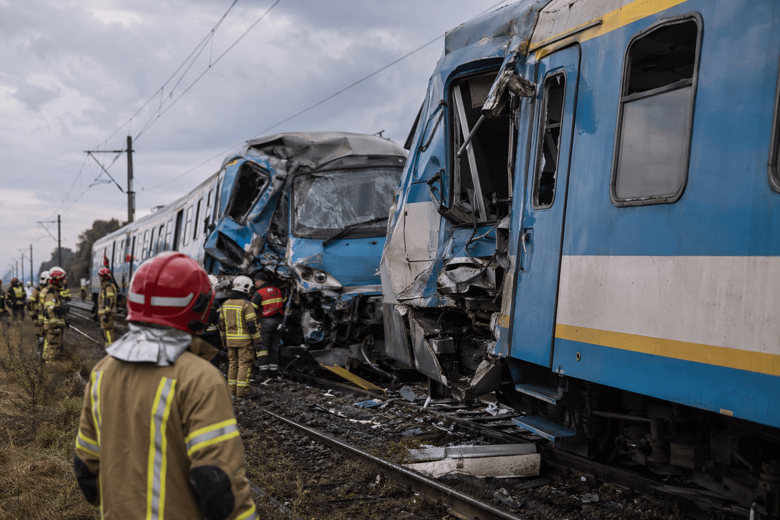Two passenger trains collide near Białośliwie in Poland, injuring two