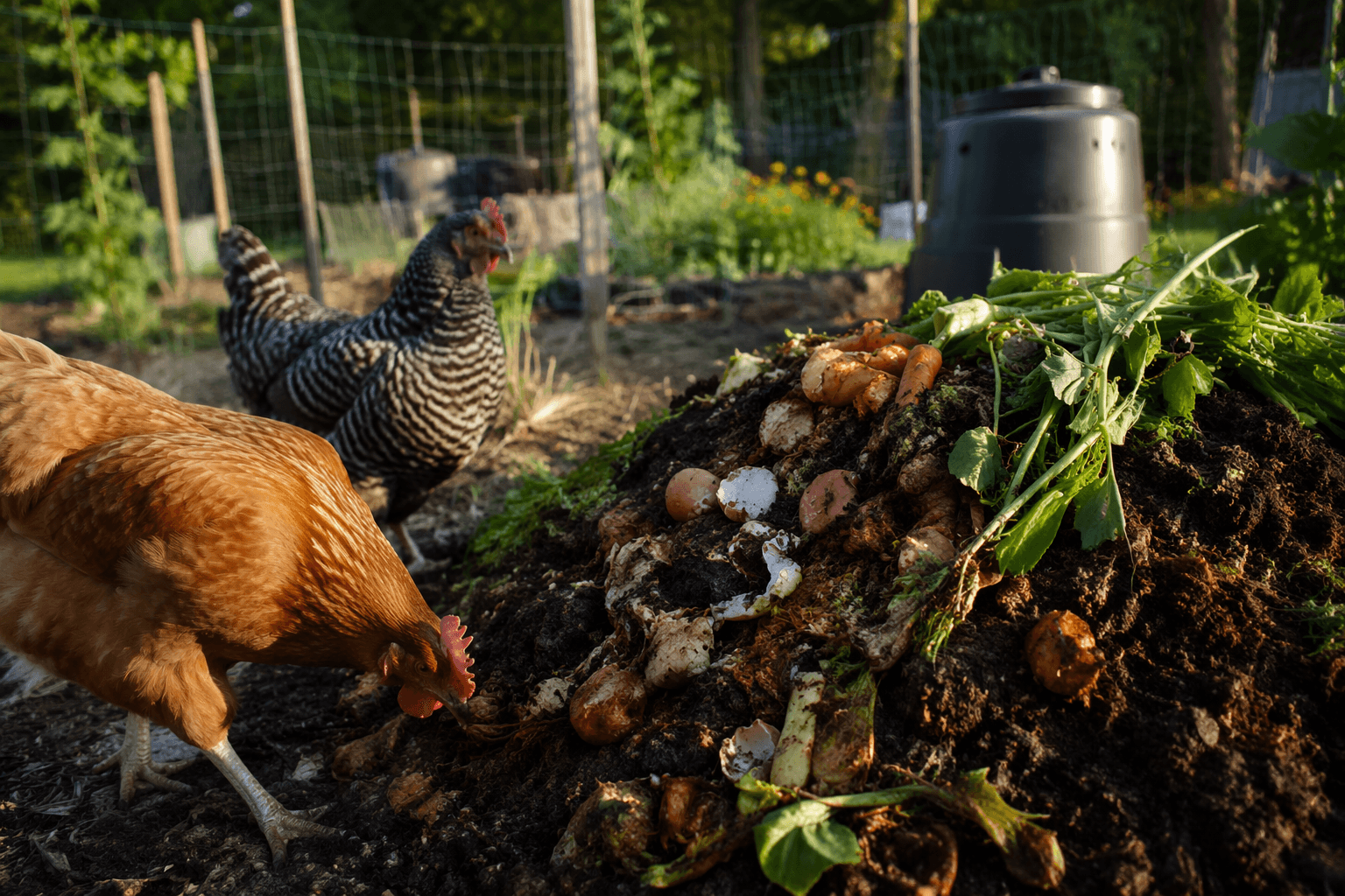 Backyard chickens earn new role as compost-making garden helpers