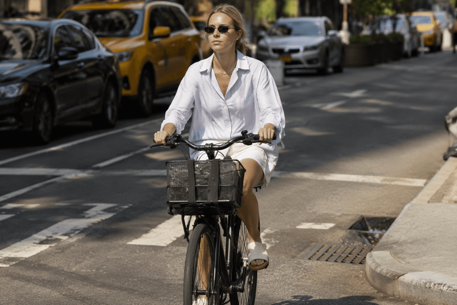 Jennifer Lawrence bikes through New York in coastal grandmother slides