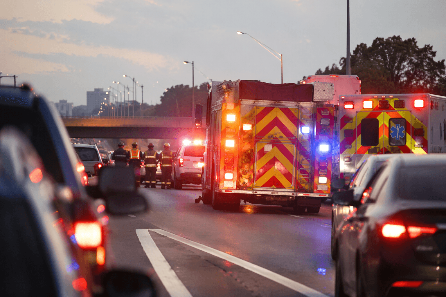 Emergency vehicles block I-95 off-ramp to Oakland Park Boulevard in Broward