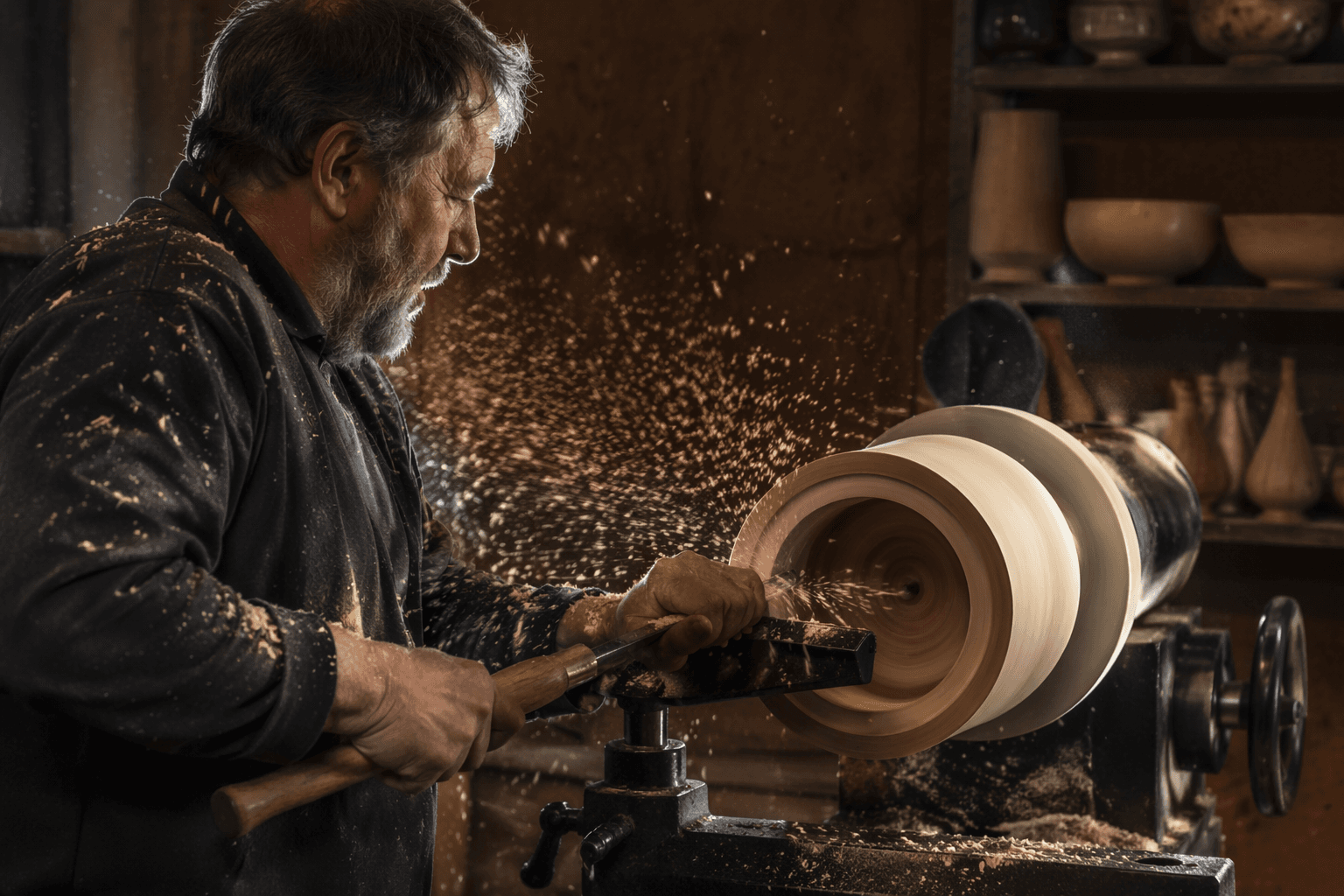 Woodturning evolved from ancient lathe craft to artistic expression