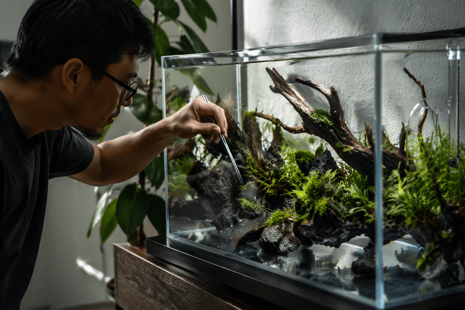 How to build a planted aquascape without substrate