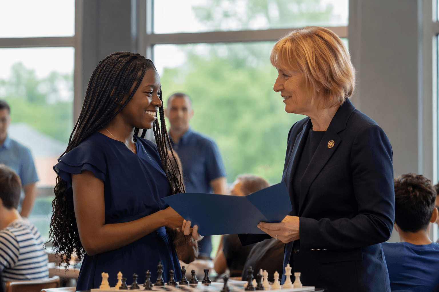 Sen. Hassan honors Grantham student for founding chess club