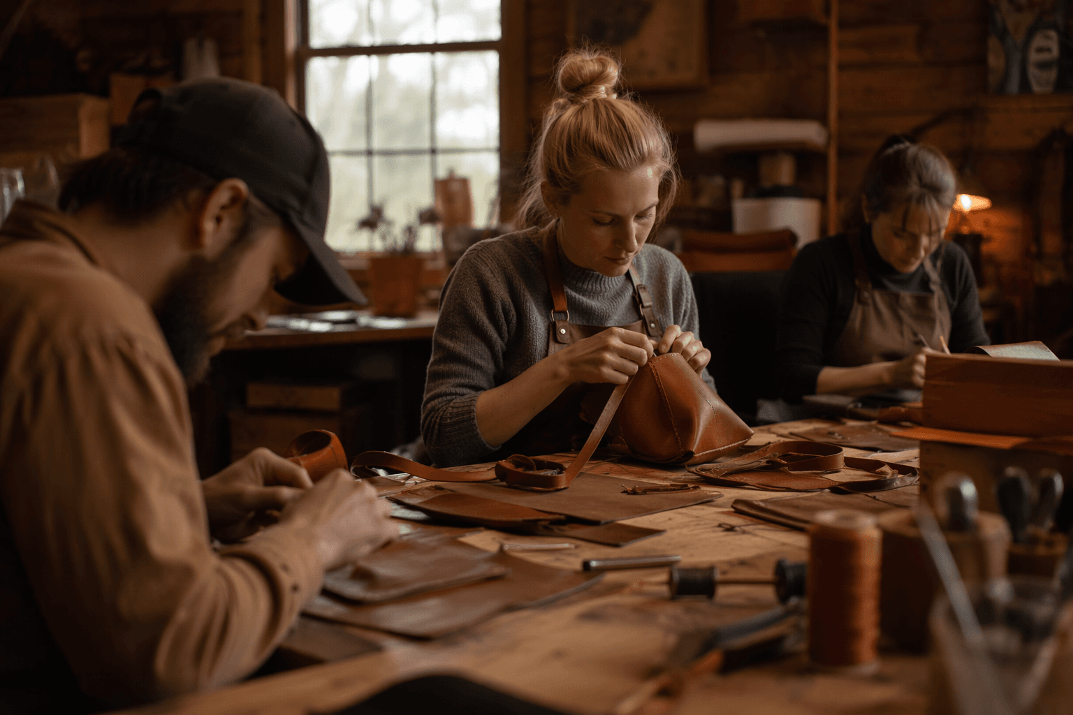 Avon Hills Folk School offers hand-sewn leather forager bag workshop