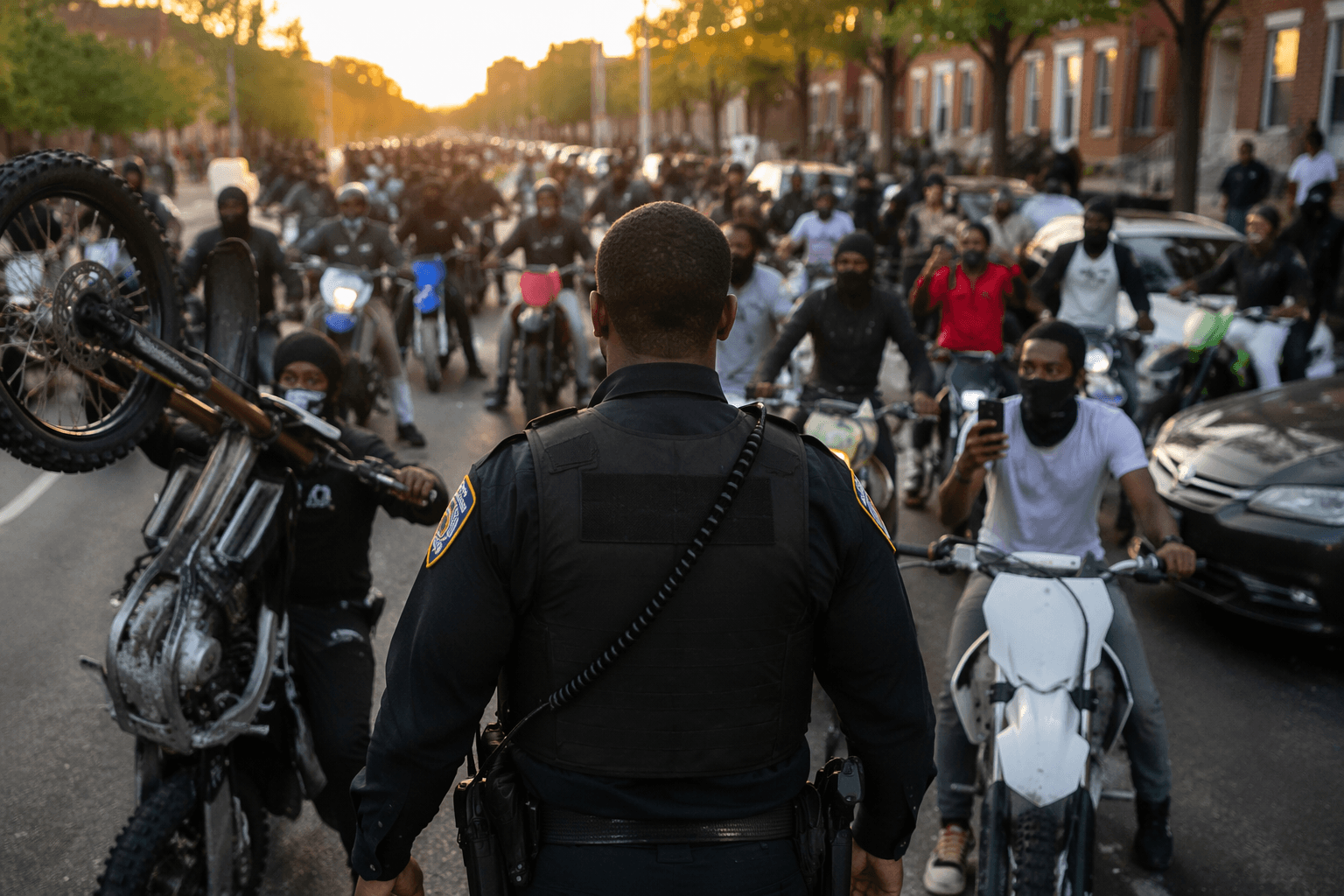 Police disperse 200 dirt bikers in Baltimore's Liberty Square