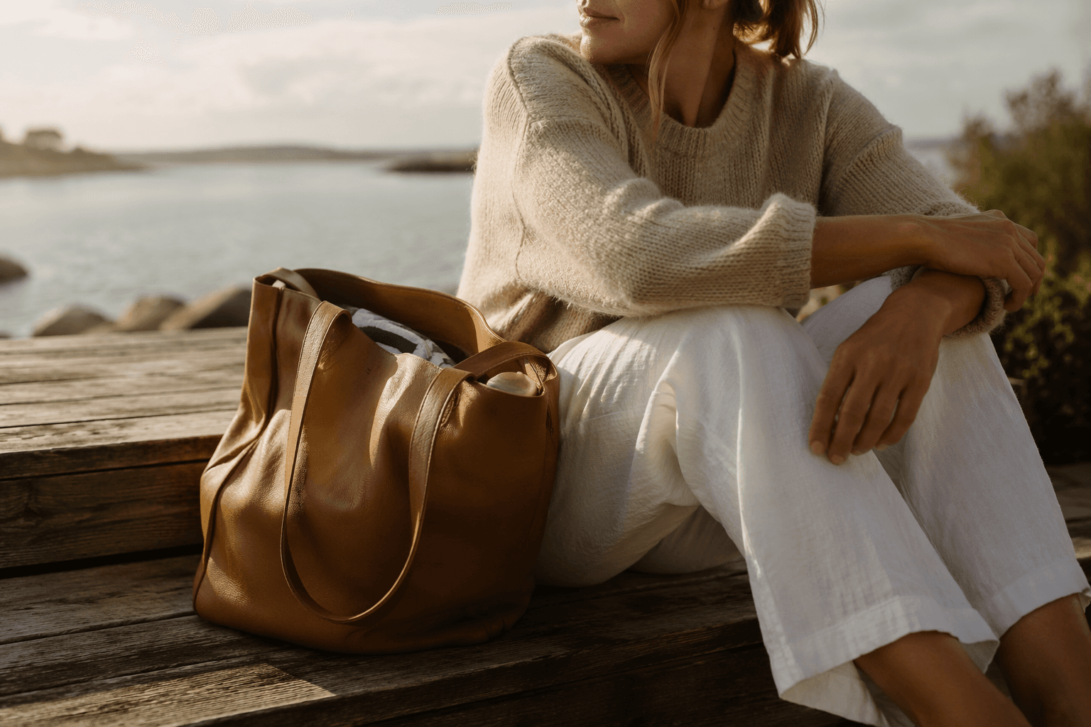 Coastal grandmother style gets a lived-in, unfastened handbag update