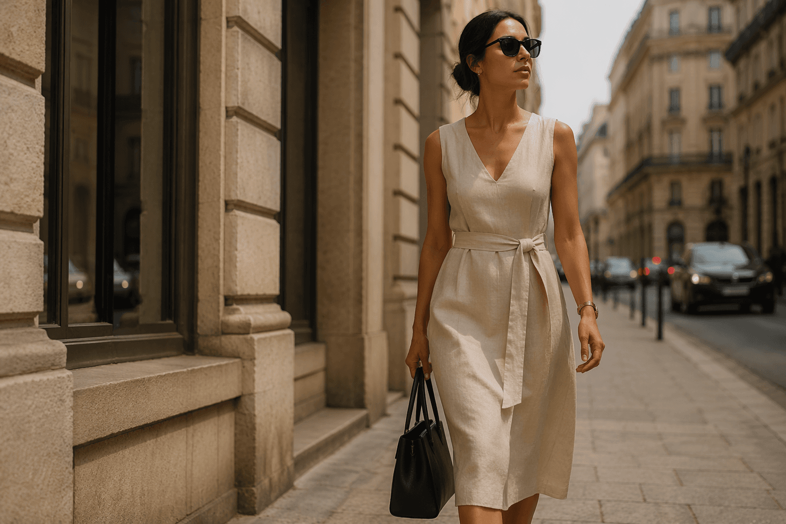 Linen dresses are the heatwave staple for polished city style