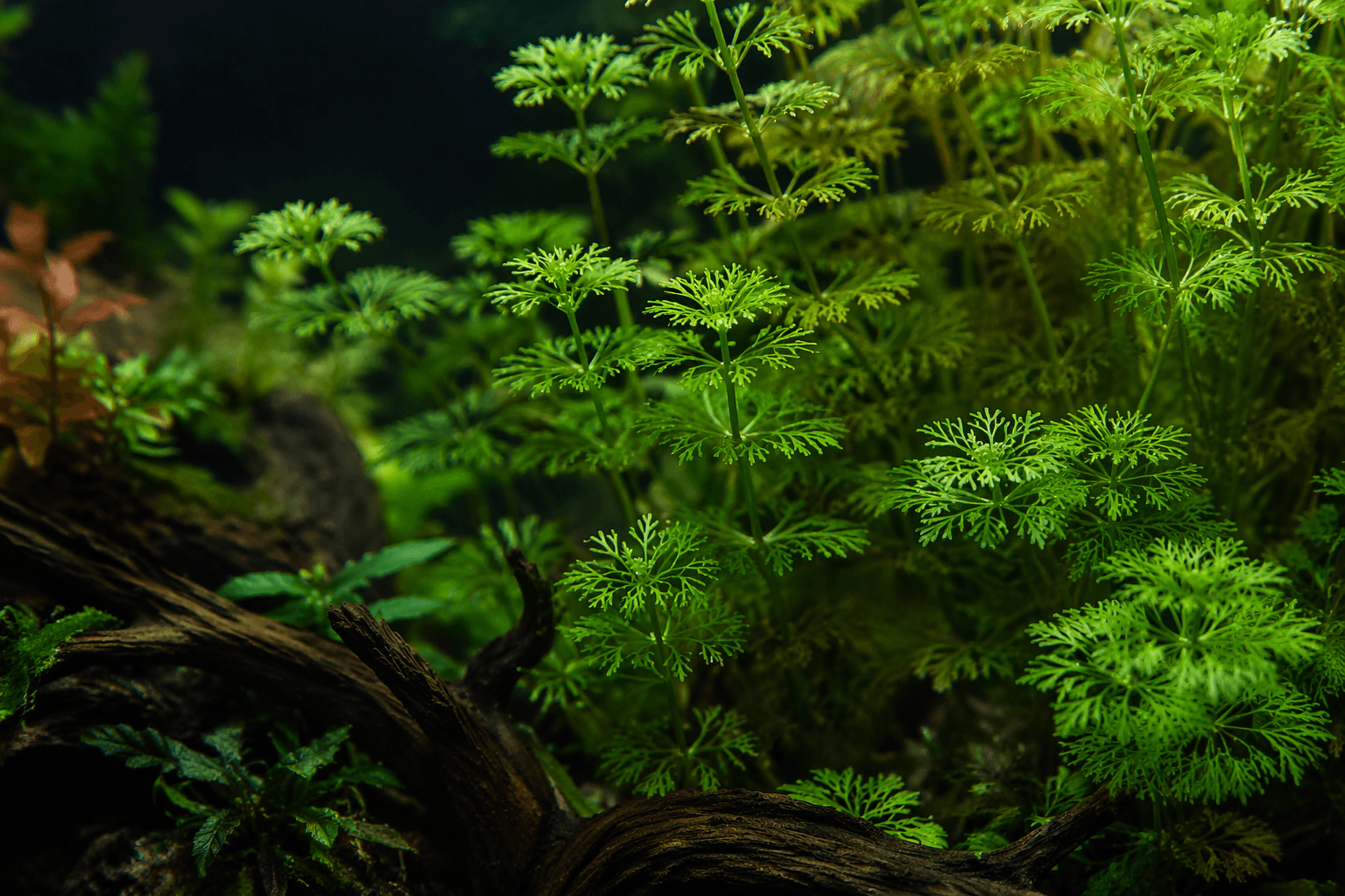 Cabomba adds a delicate, forest-like backdrop to aquascapes
