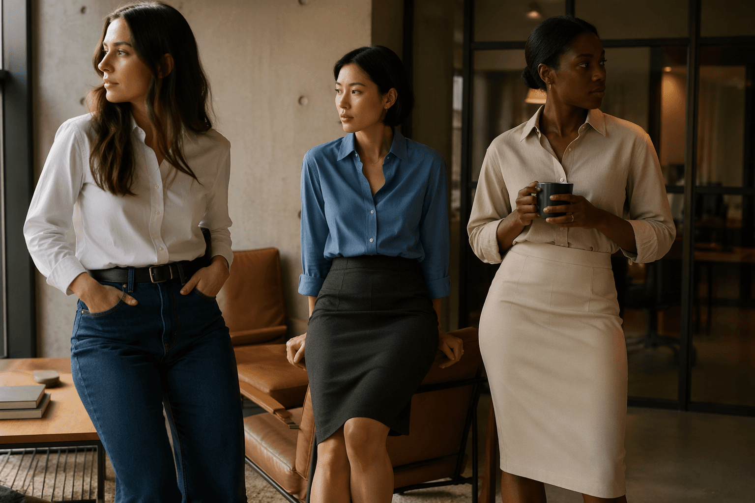 Business casual in 2026: pencil skirts, shirts, and good jeans