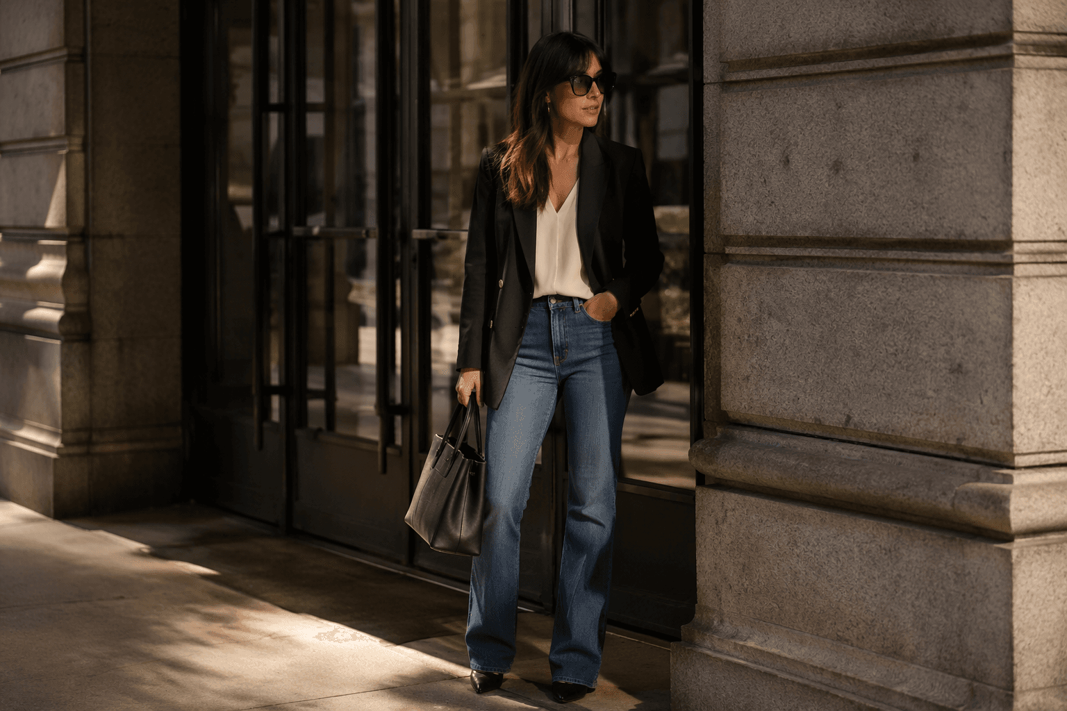 Brooke’s 4'10" workwear tips nail petite proportions in jeans and blazers