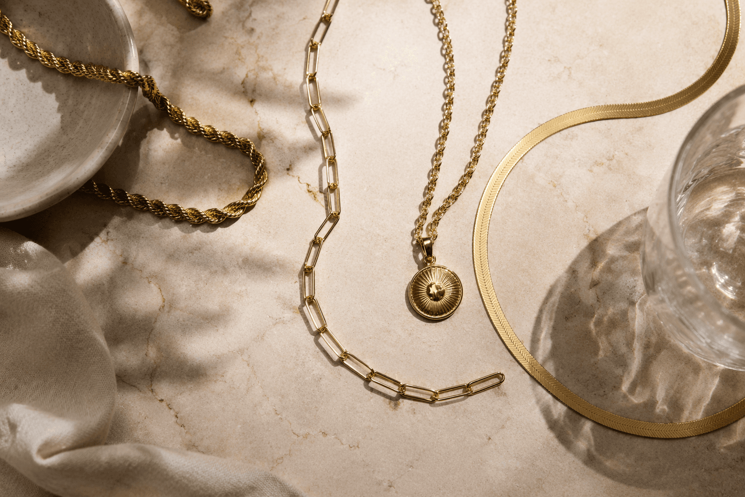 How to build a layered jewelry stack with chain contrast