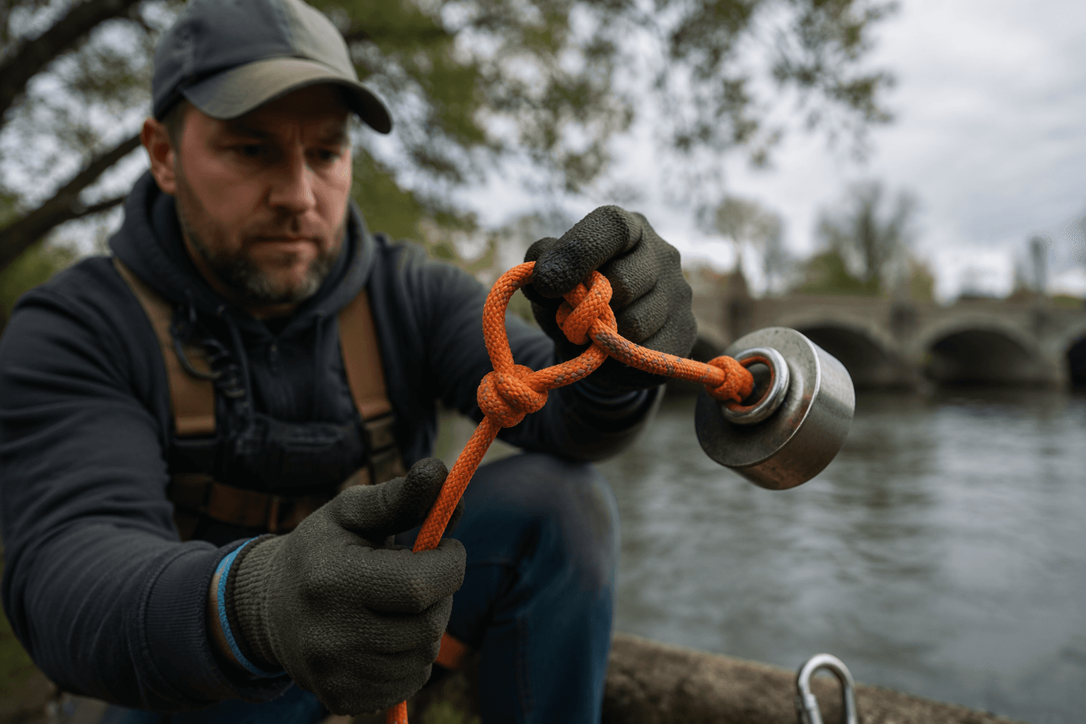 Palomar knot and strong rope tips for magnet fishing safety