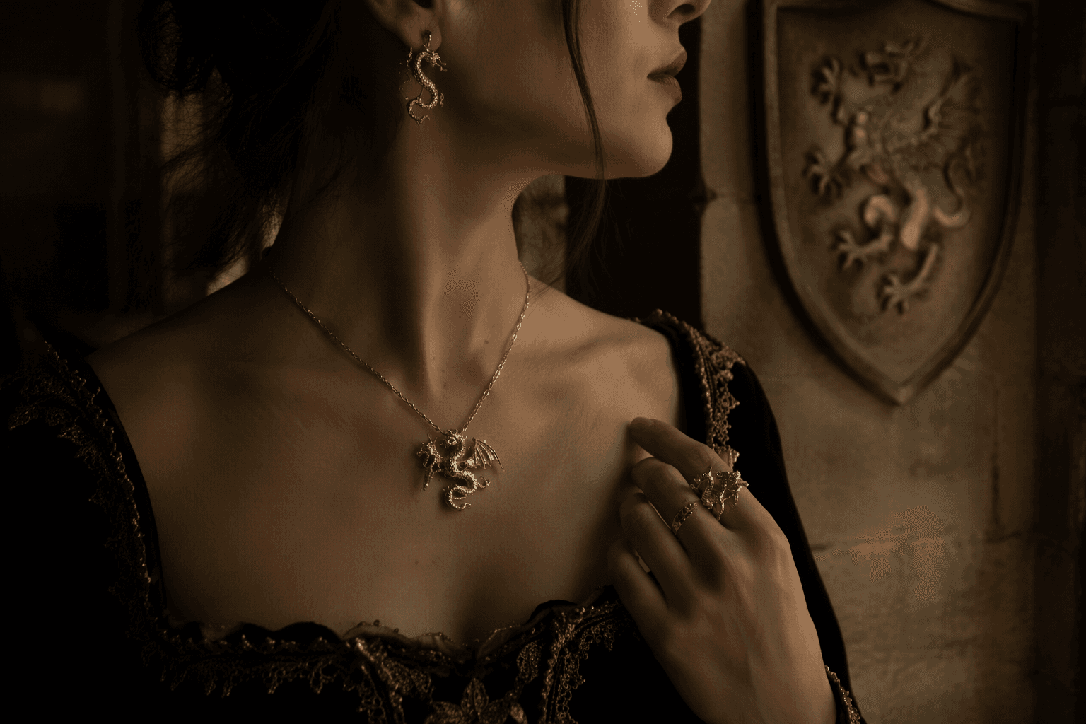 Fantasy jewelry rises, dragon and heraldic motifs return in style