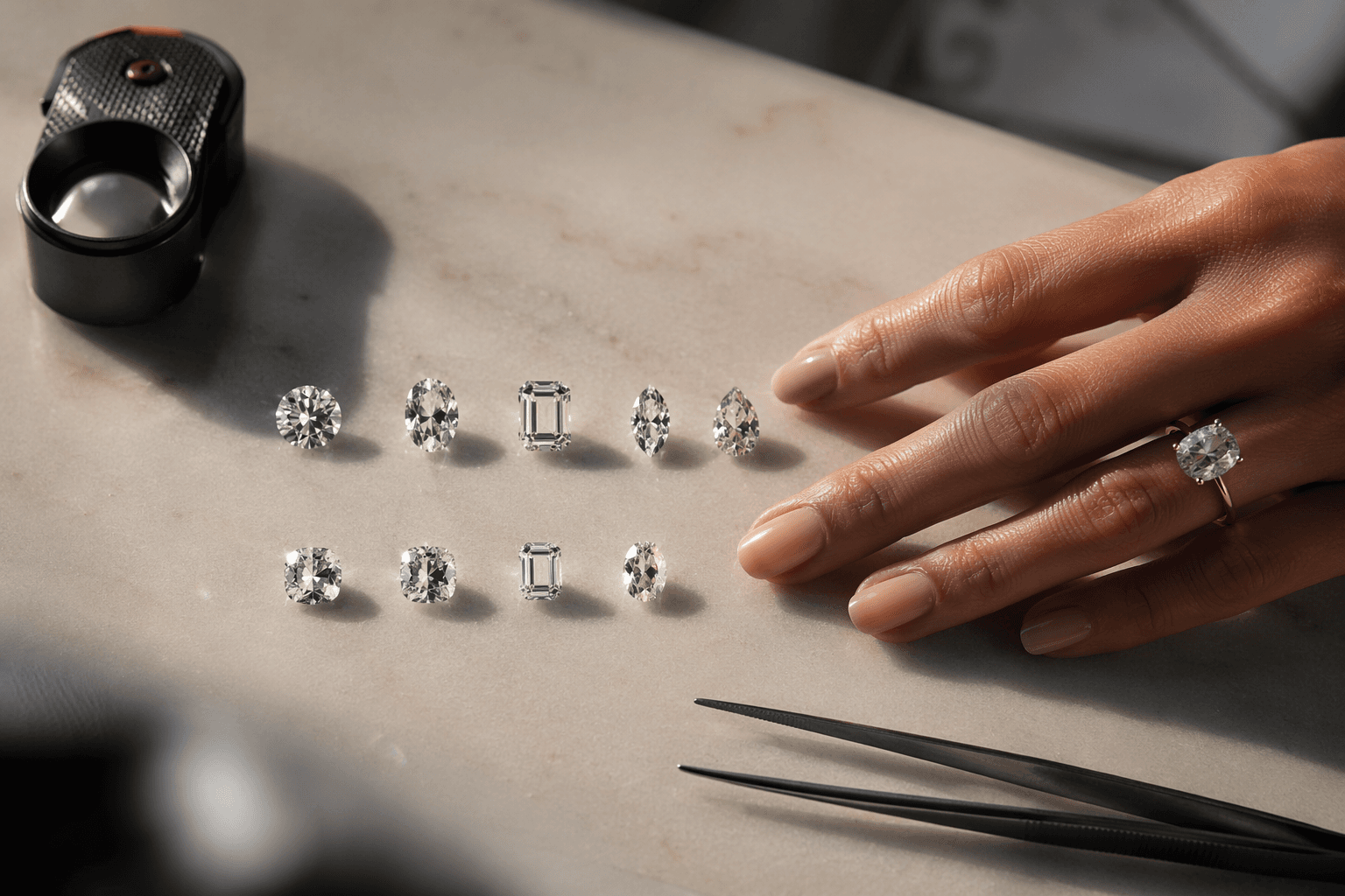 GIA guide explains engagement ring stone shapes and their style impact