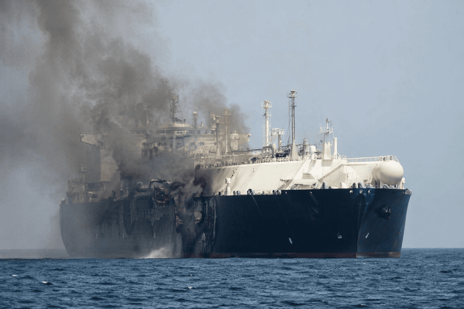 Drone strike hits LNG tanker in Strait of Hormuz, fire erupts