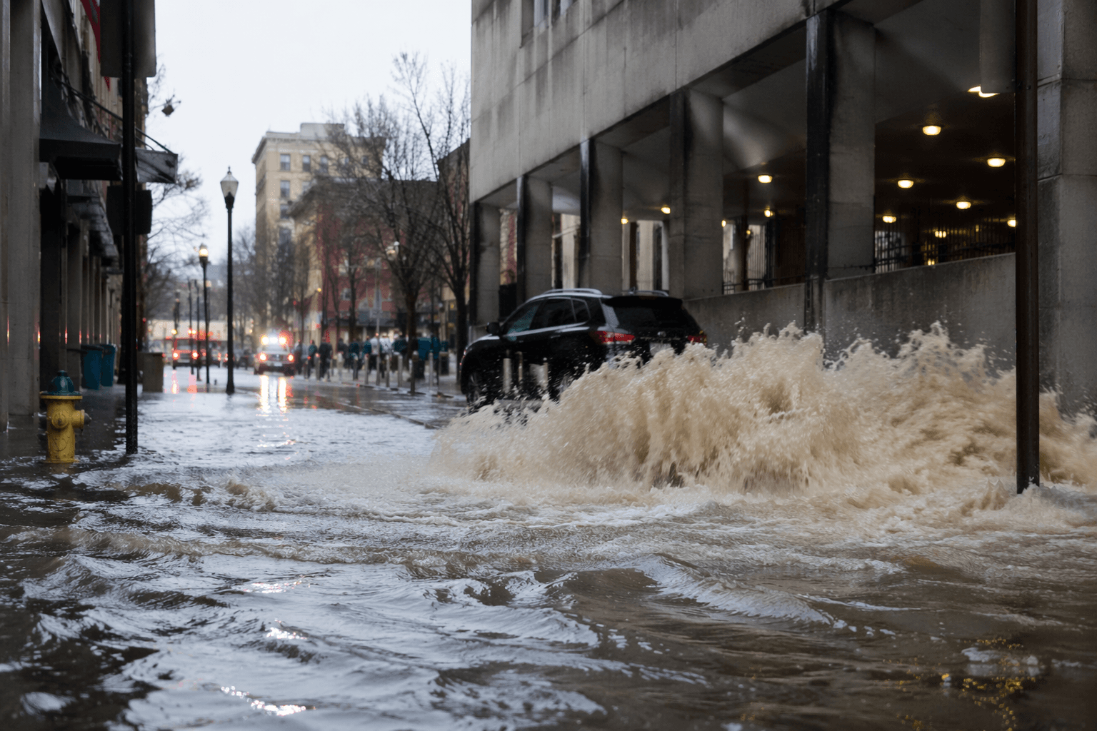 Water main break floods downtown Syracuse, evacuates hotel guests