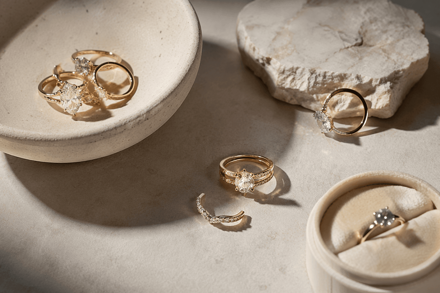 Curved engagement rings gain favor as sculptural, stackable alternatives