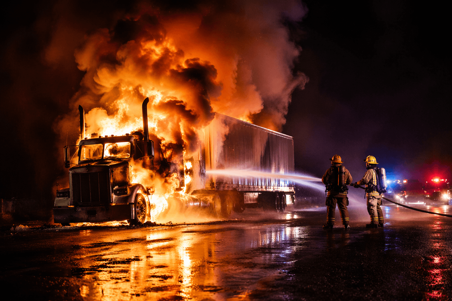 Jamestown Rural Fire Department extinguishes semi fire on U.S. Highway 281 South
