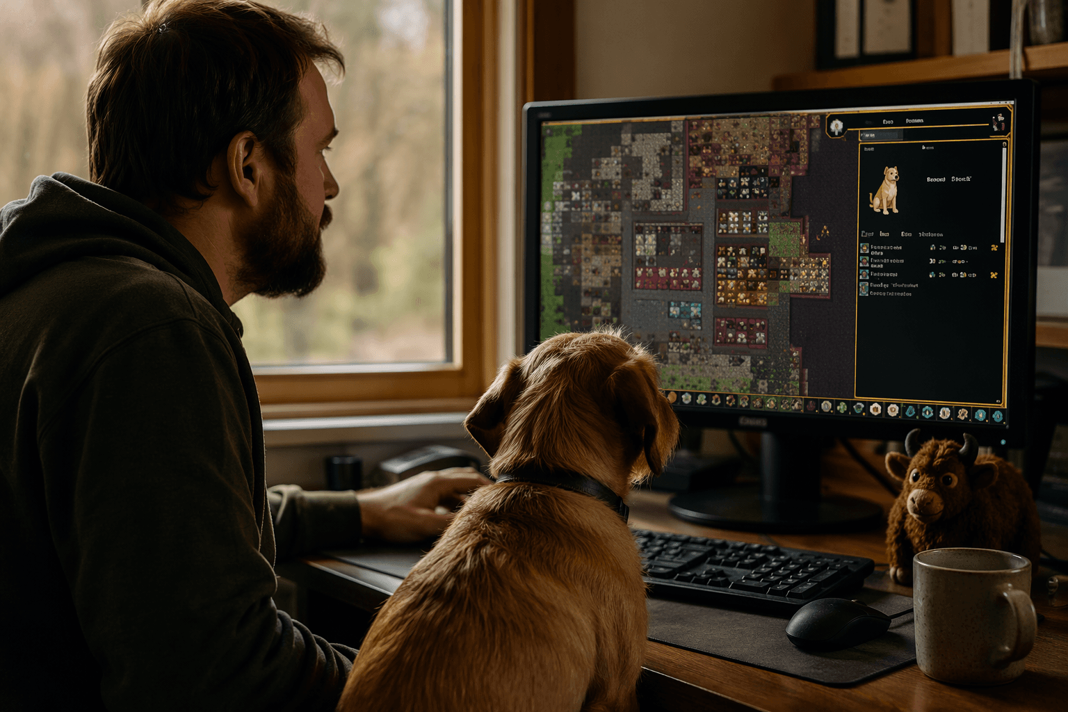Dwarf Fortress bug gives a hunting dog the squad mission report