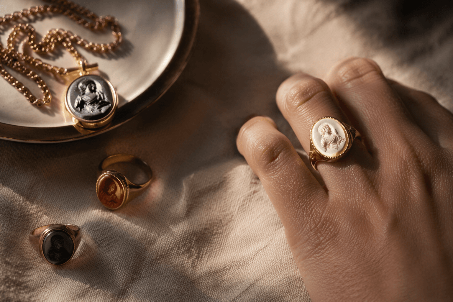 Intaglios return as personalized jewelry for self-expression and storytelling
