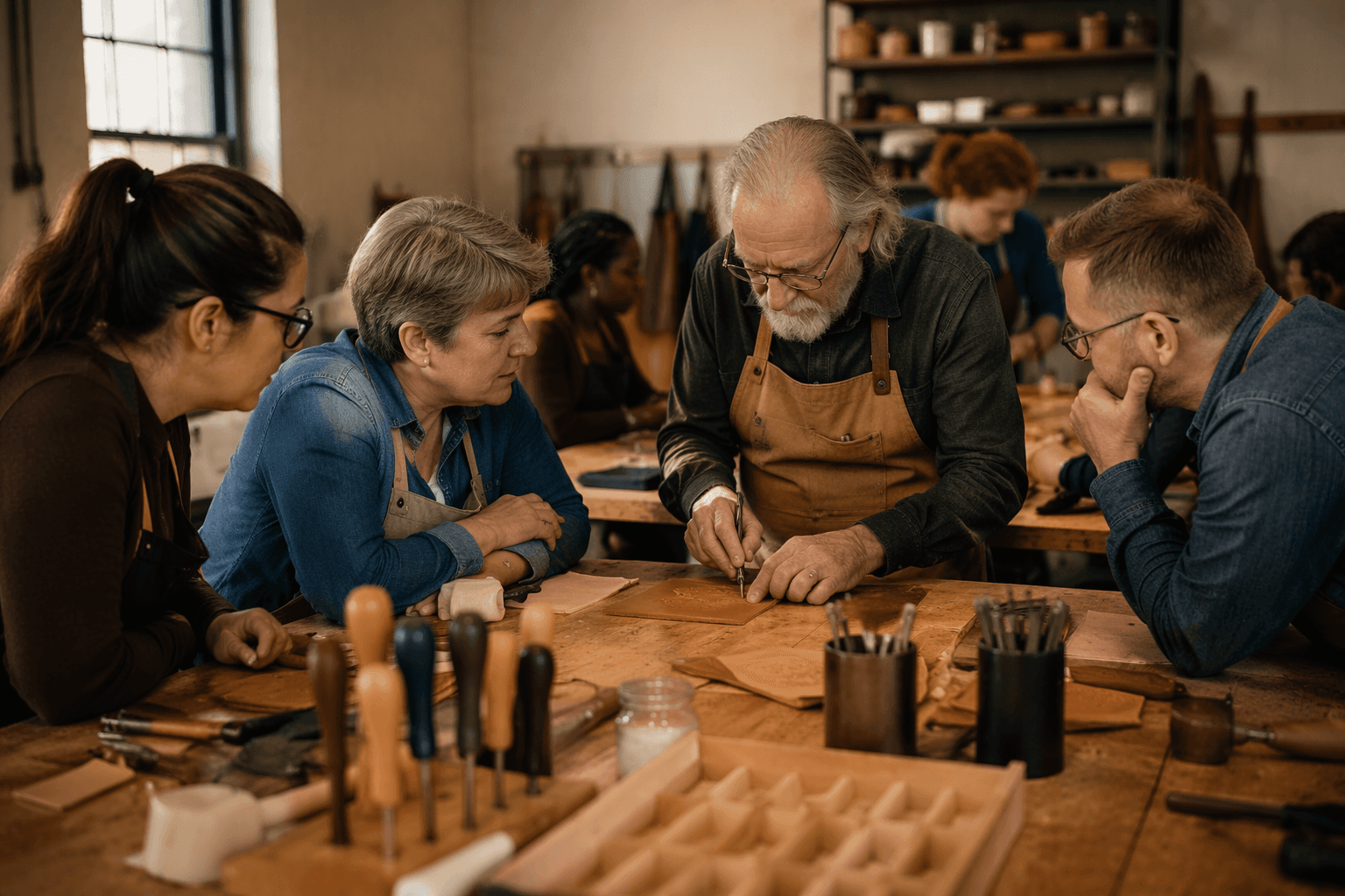 Tandy Basic Tooling class shows leathercraft starts with a system