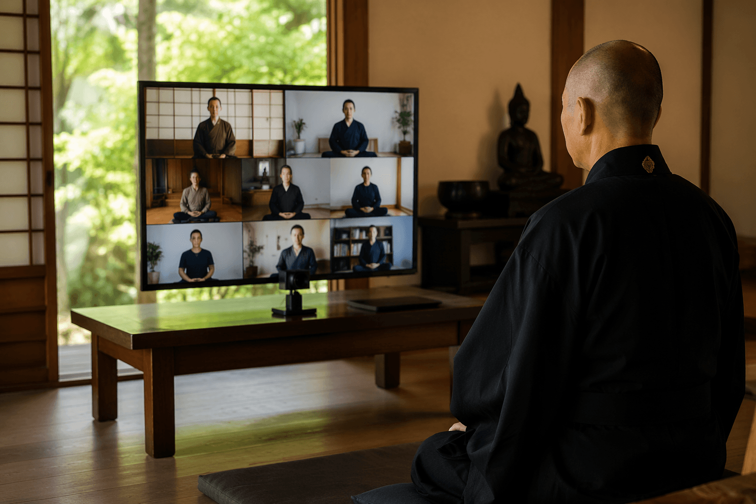 Zen stillness crosses continents, linking monasteries online and in person