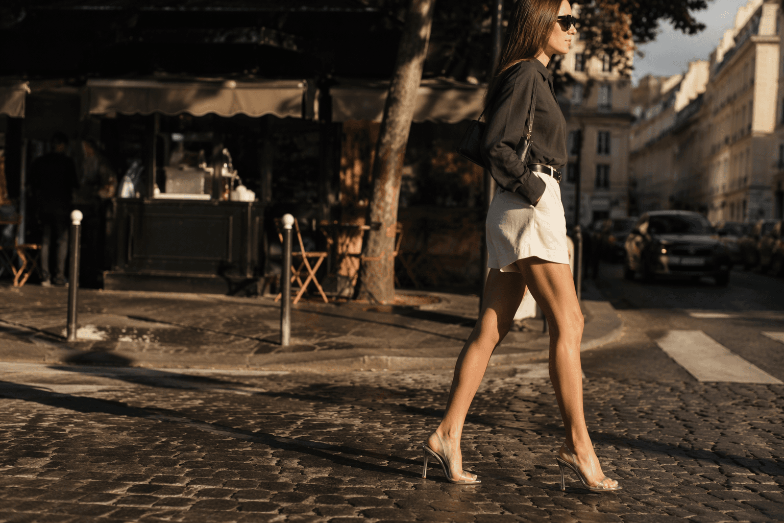 Paris street style crowns vinyl heels as petite leg-lengthening favorites