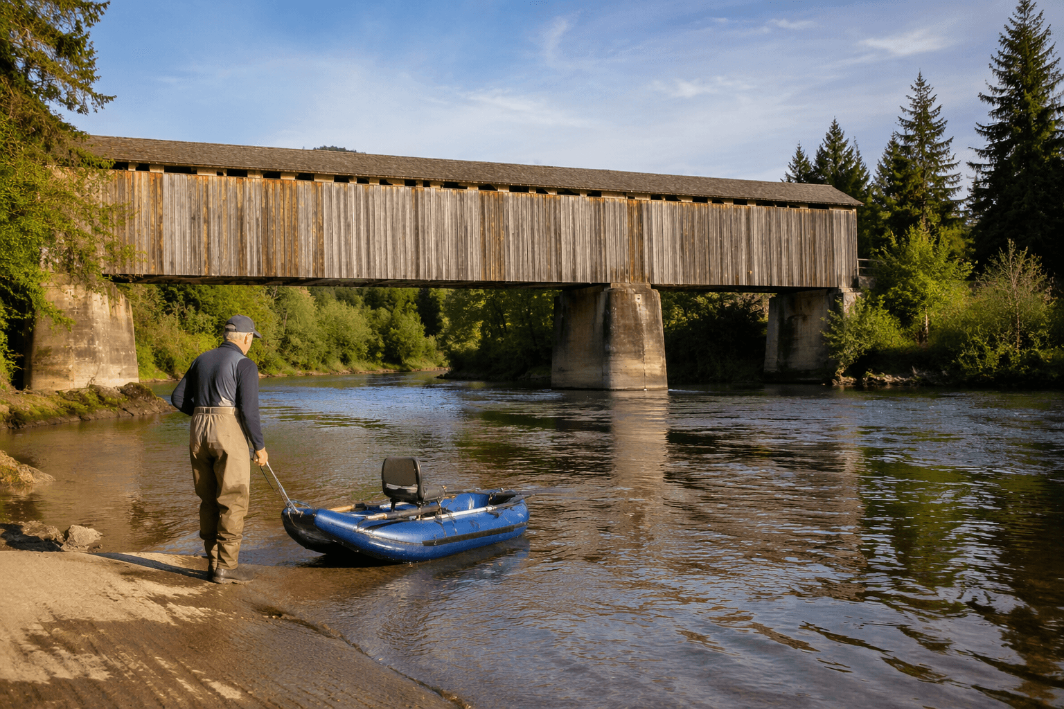 Goodpasture Landing offers scenic river access near historic bridge