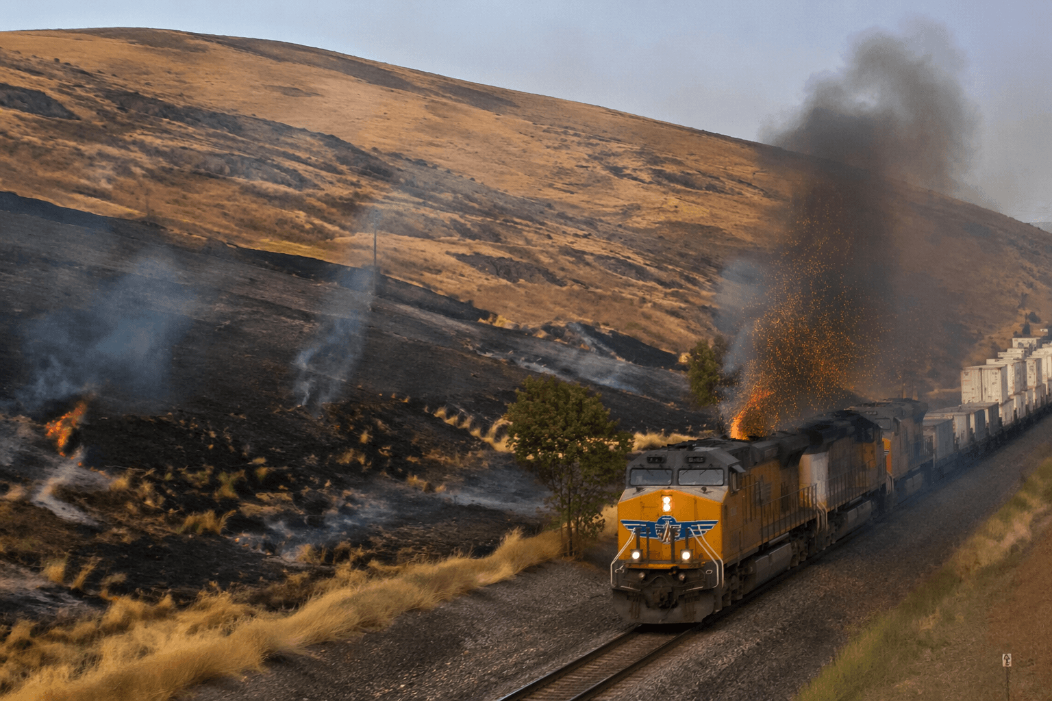 Union Pacific locomotive sparks three fires near Baker City
