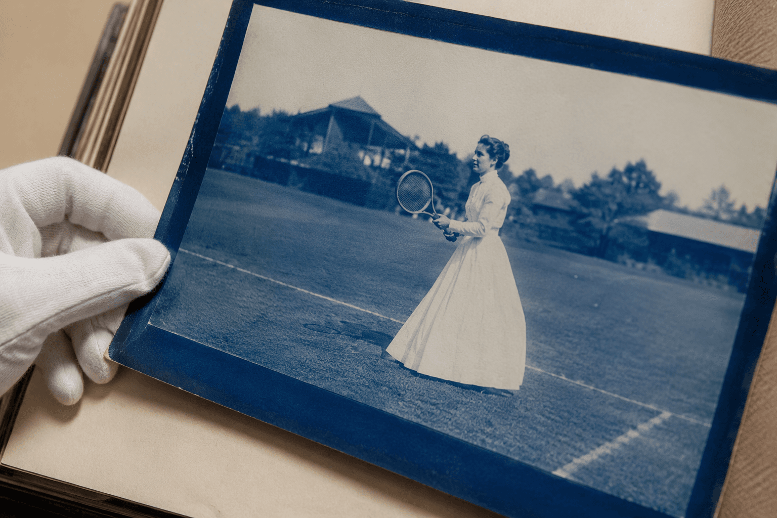 Cyanotype of Grace Binney Winkley Wilson reveals early Hamptons tennis