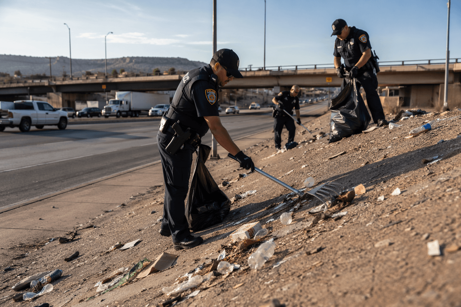 Gallup police clean up I-40 ramp and Munoz Overpass area