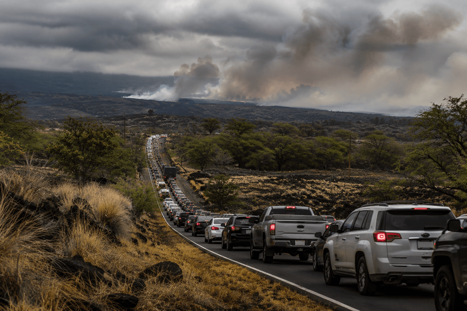 Waikoloa Village wildfire evacuation concerns spur county traffic study