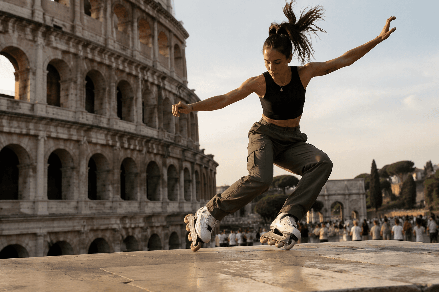 Roller freestyle champion sparks debate with Colosseum skate video
