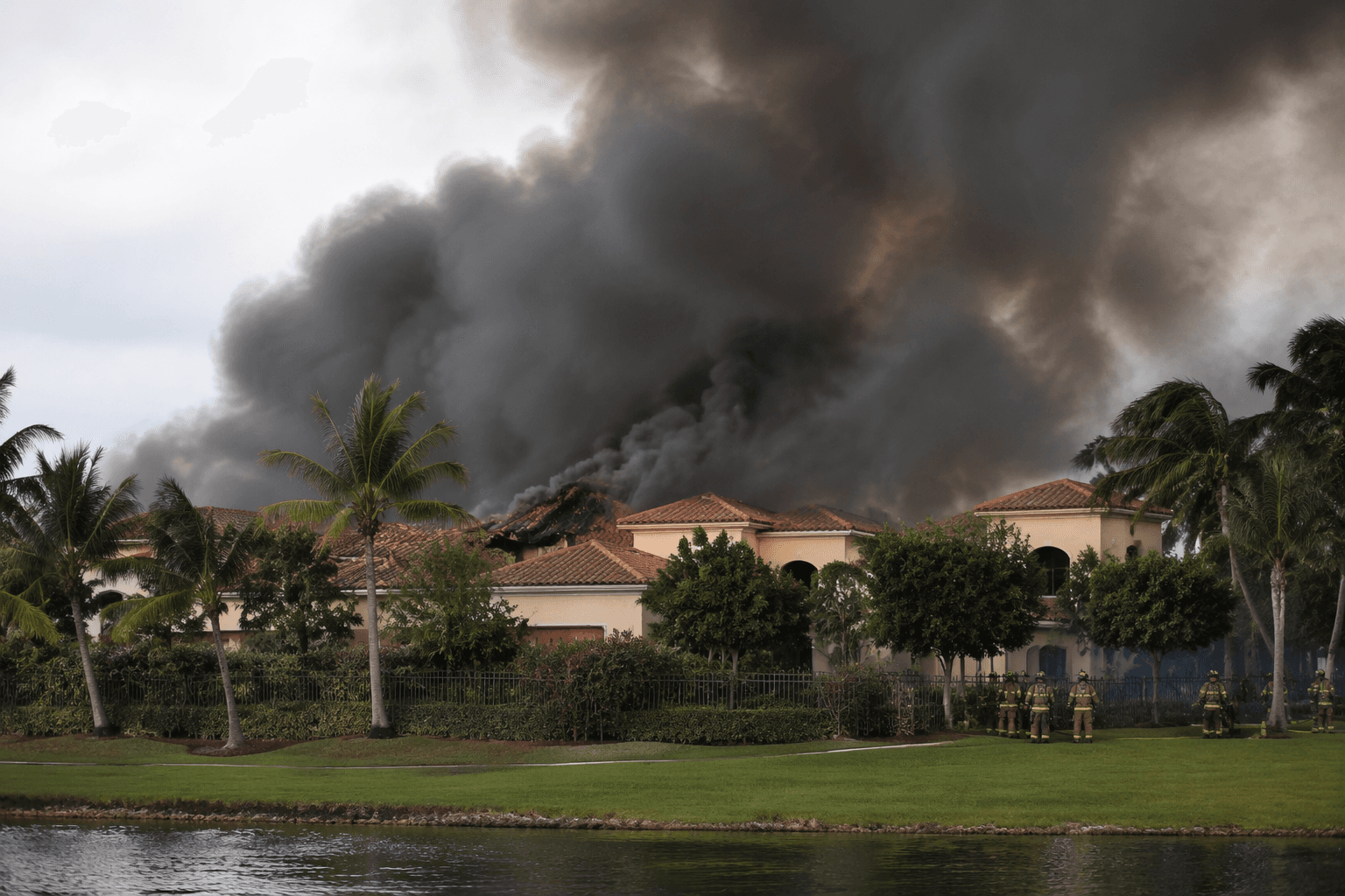 Large blaze at Weston home sends smoke over gated community