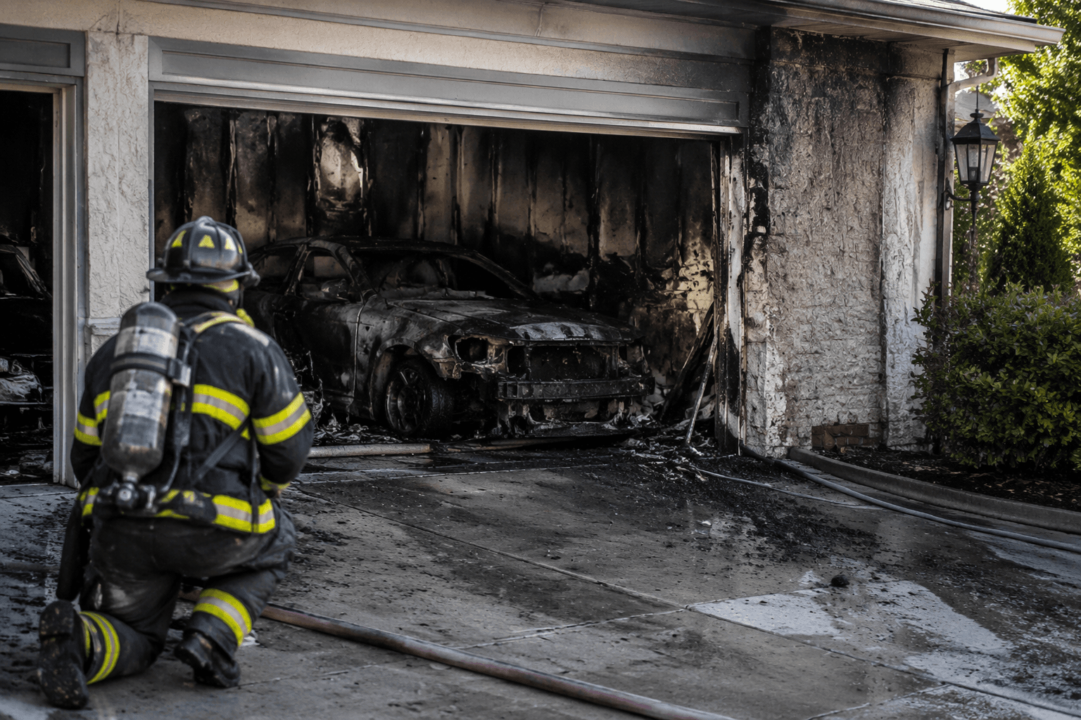Weston garage fire, likely sparked by car, leaves no injuries