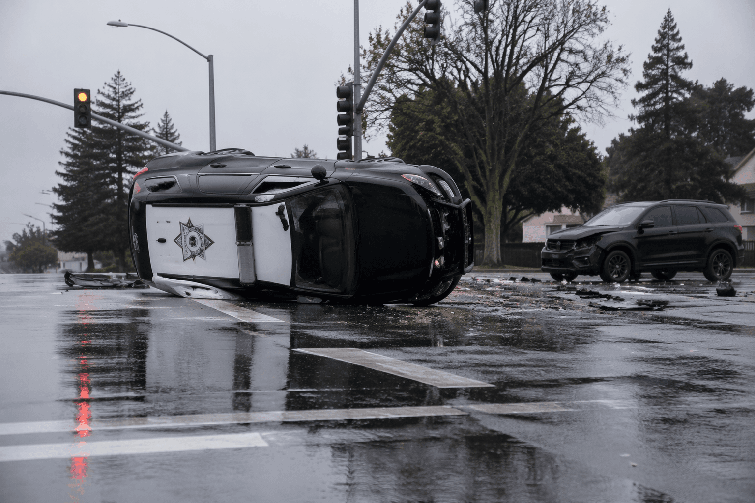 Fresno police SUV rolls over in crash, officer injured on call