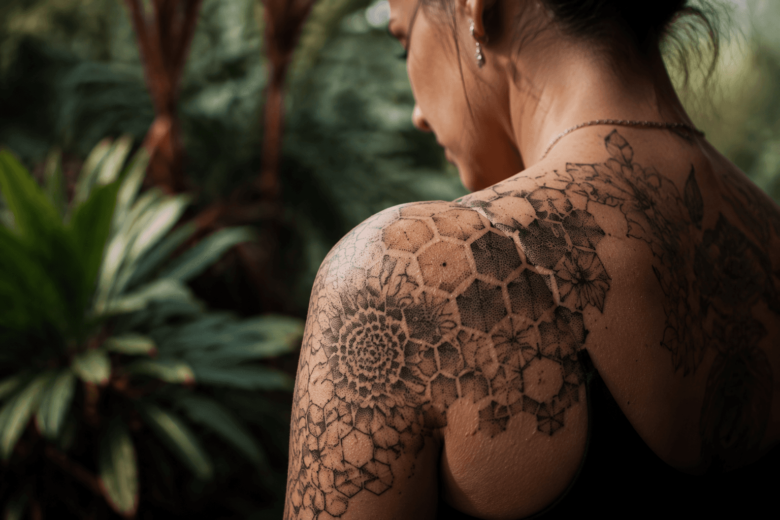 Honeycomb tattoo concept turns nature’s hexagons into geometric art