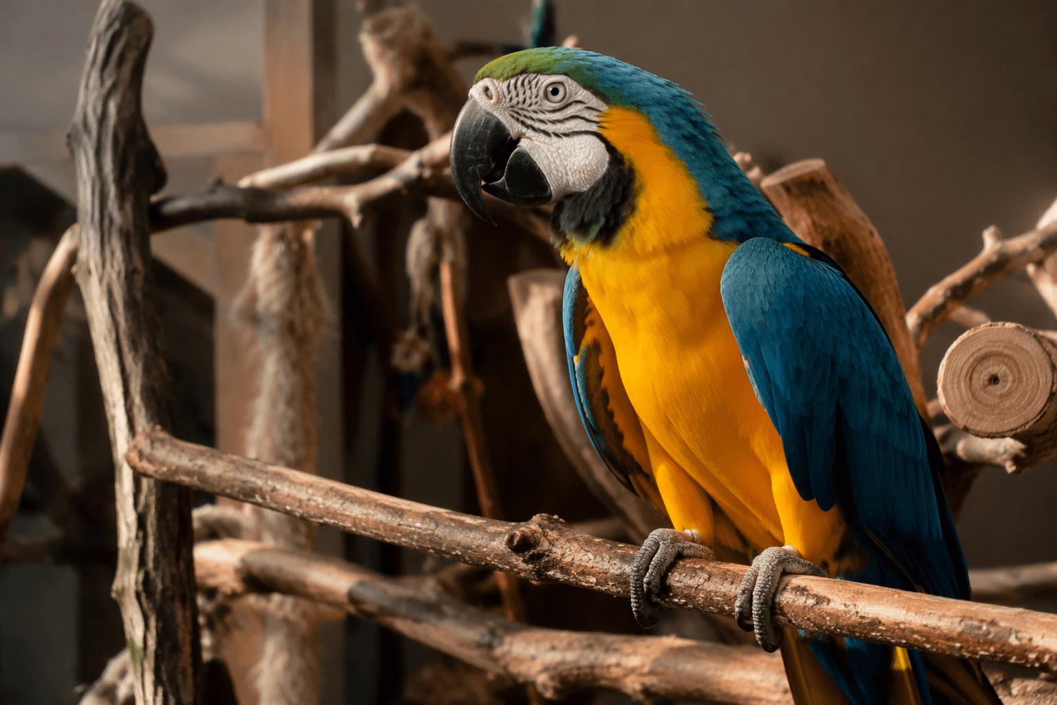 Varied perches help parrots prevent sore feet and bumblefoot