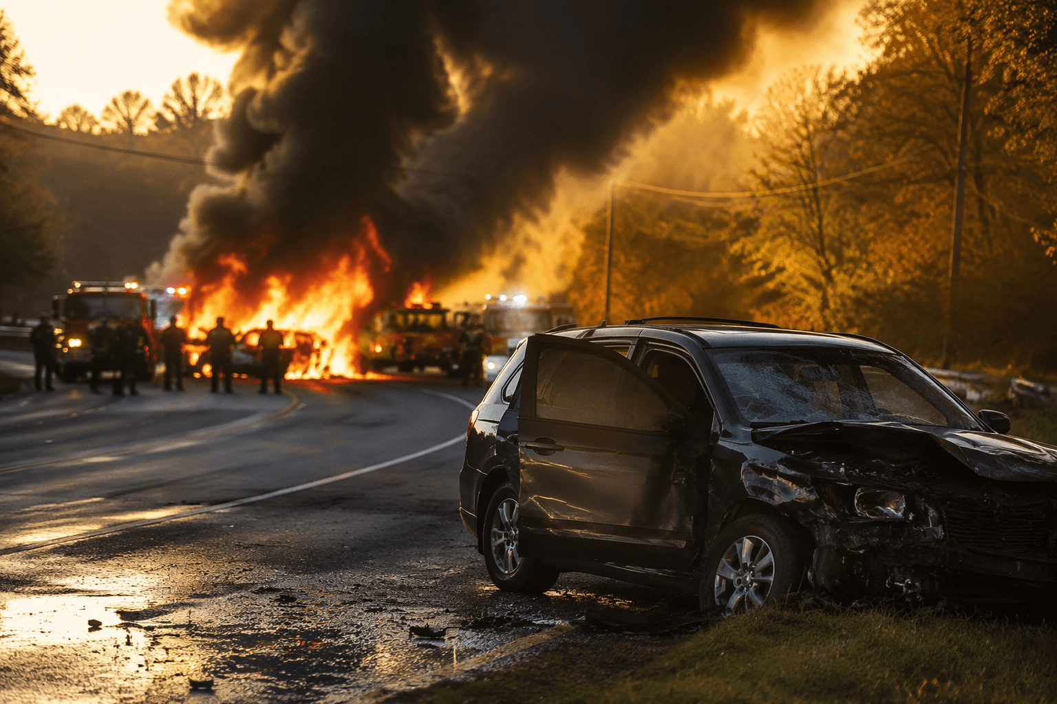 Fiery crash shuts down NC-61 near Highway 150 in Guilford County