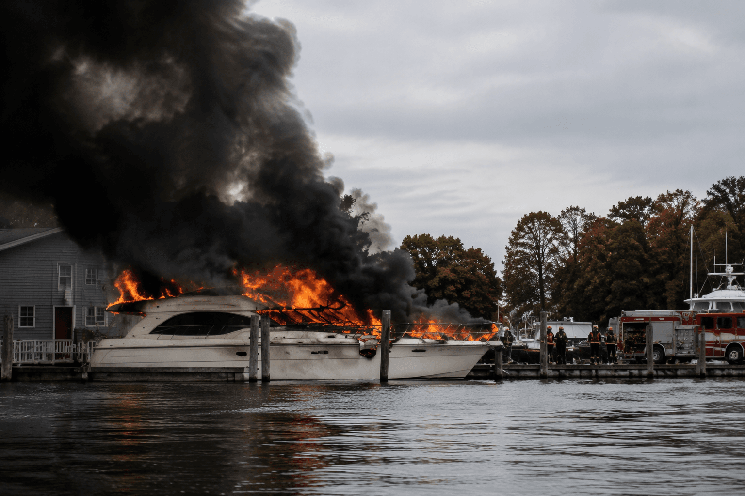 Boat fire in Bowleys Quarters sends two to hospital, reports say