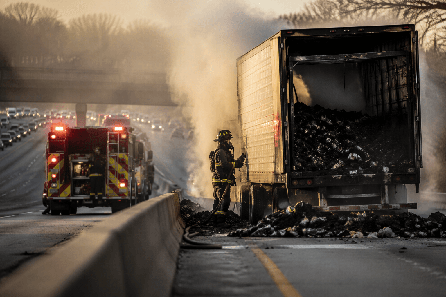 Trash fire in truck closes lanes on I-40 in Greensboro