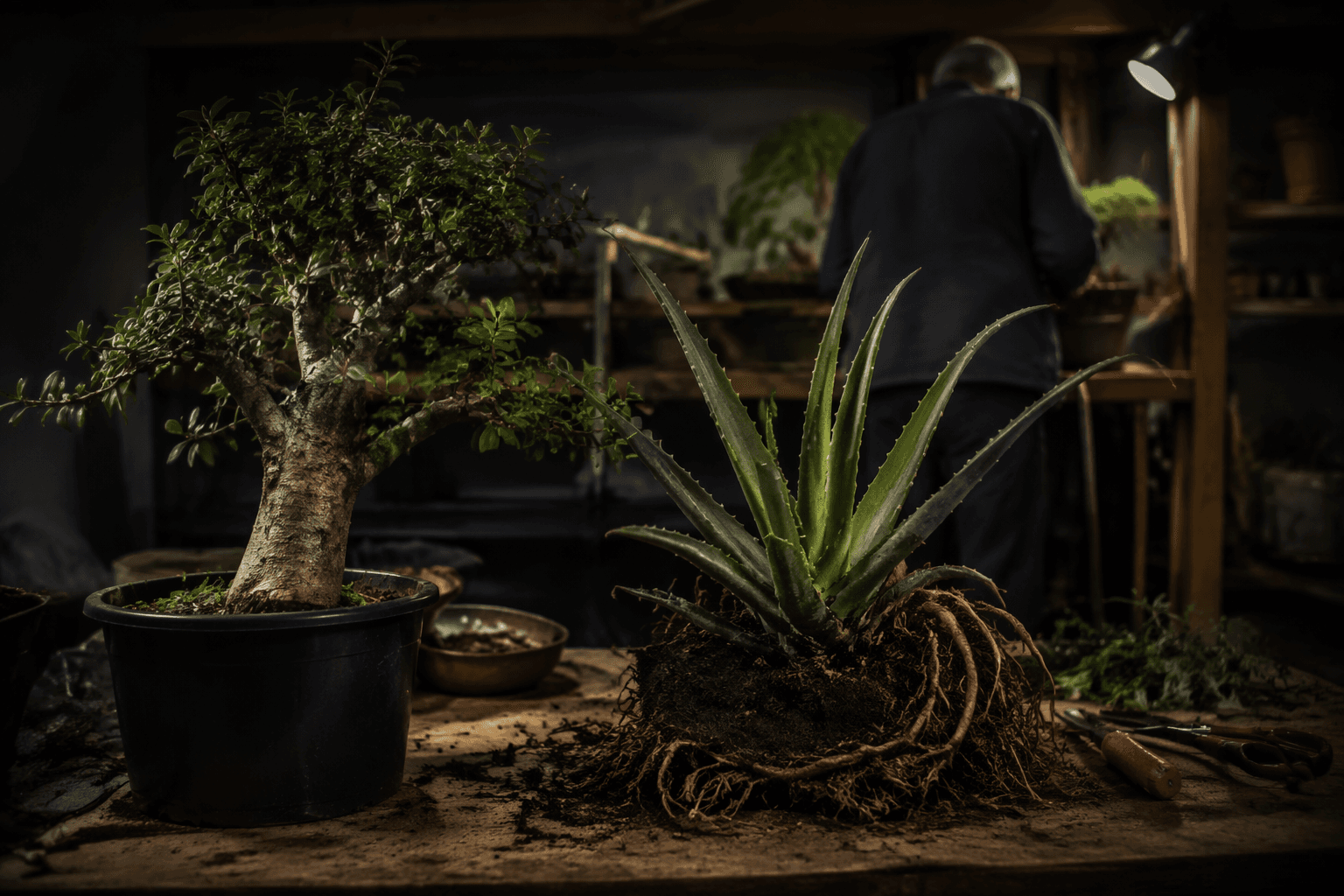 Nigel Saunders begins first styling work on neglected tropical bonsai material