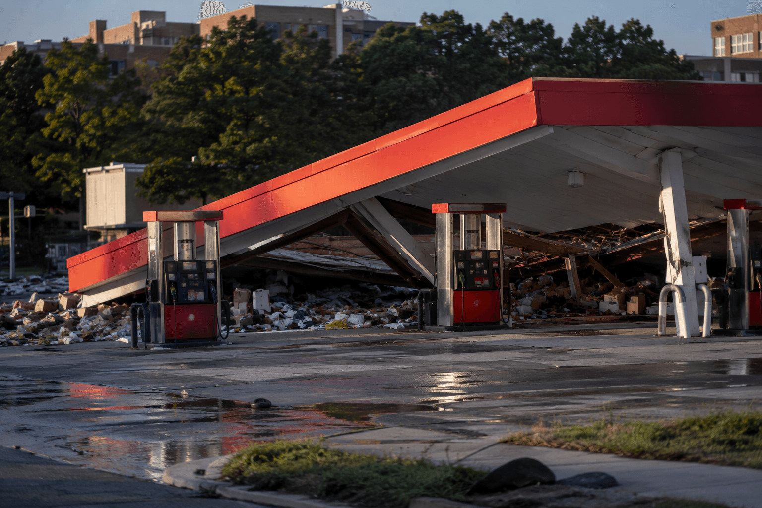 Roof collapses at Raleigh gas station near NC State University