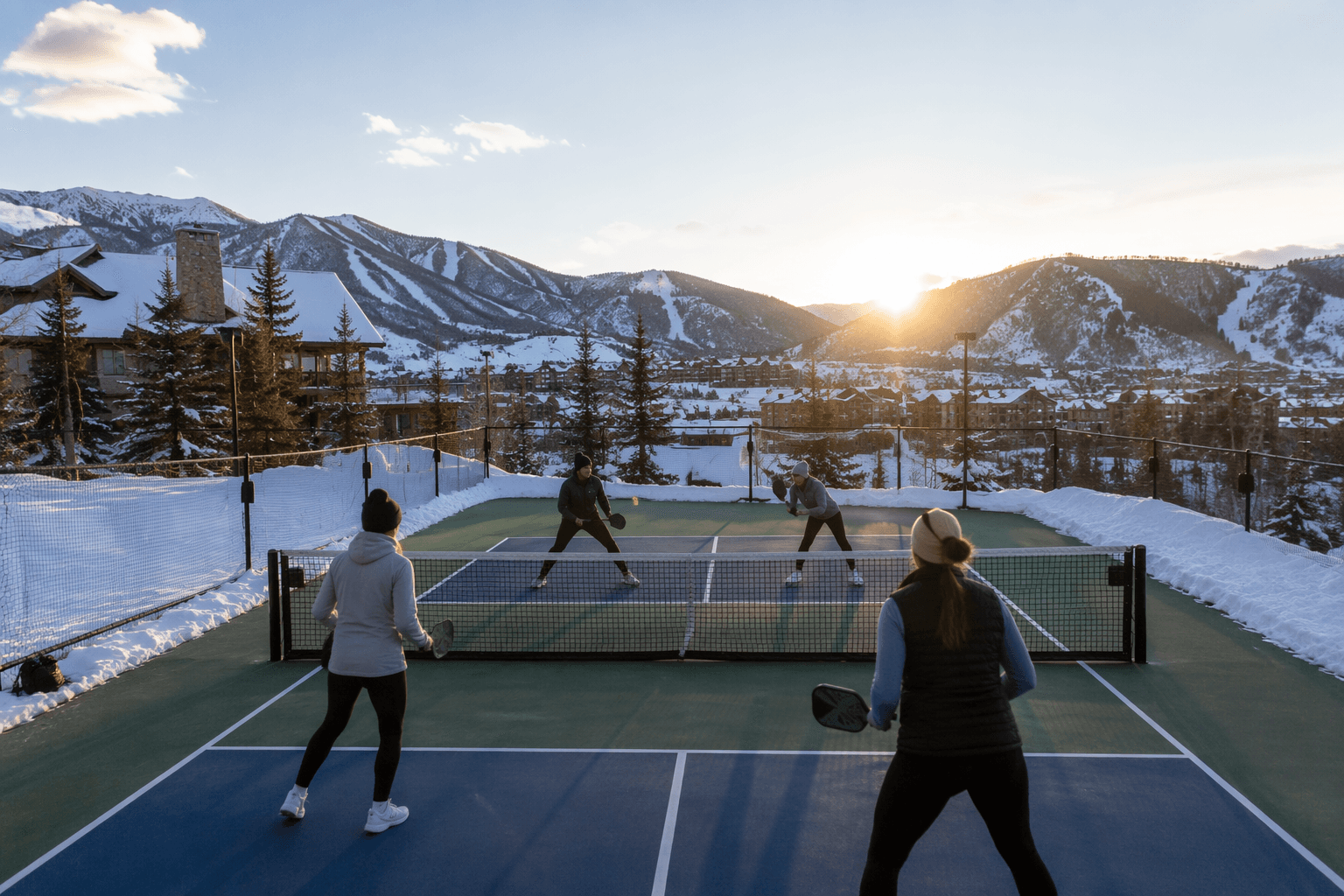 Pickleball retreats move from beaches to snow-covered mountain getaways