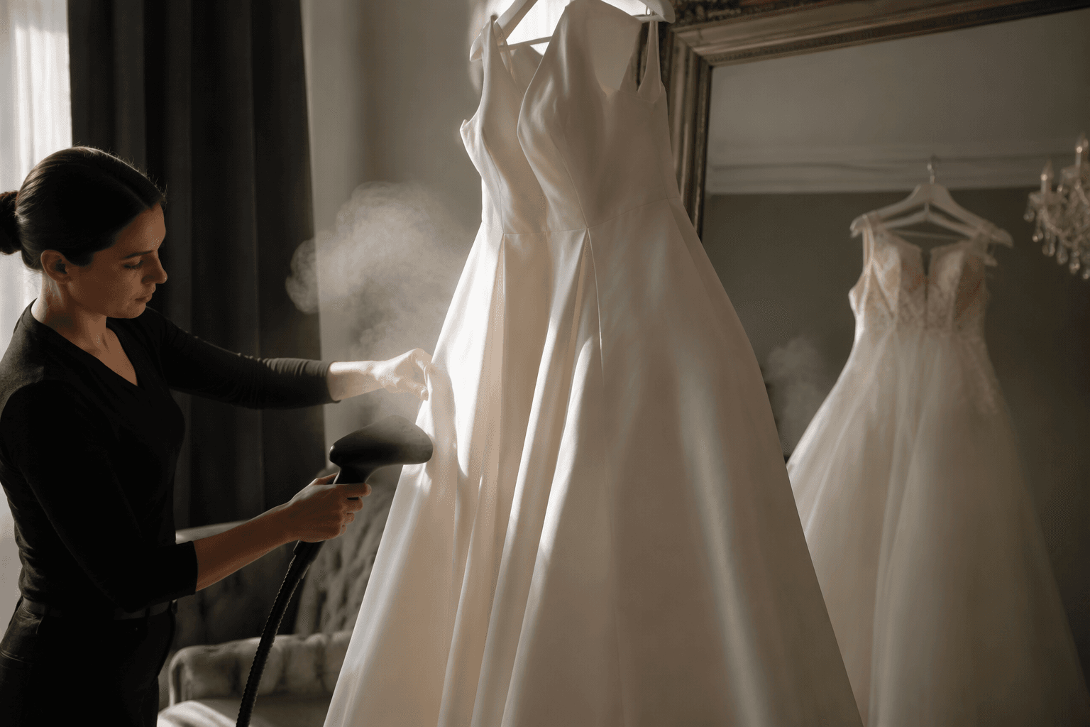 How to steam a wedding dress without ruining its shape