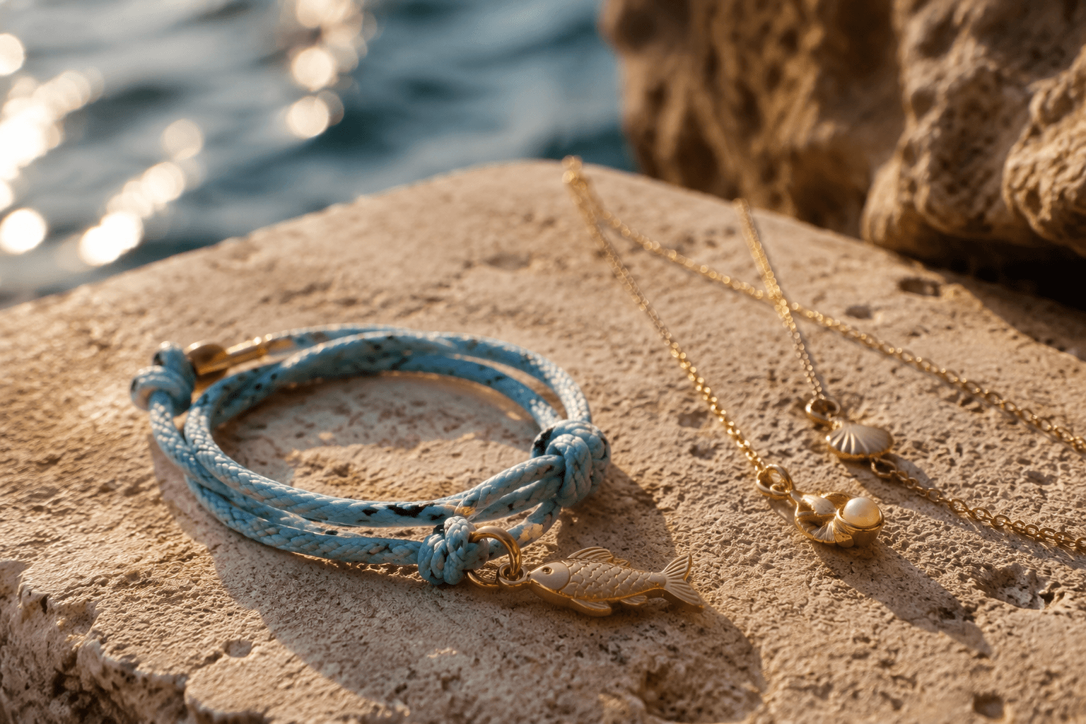 Minimalist jewelry gets playful with coastal charms and corded accents